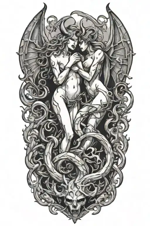 Two Succubi In Hell Making Love