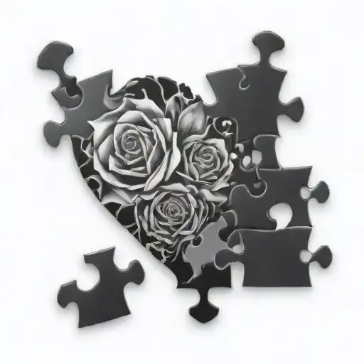 Puzzle Pieces Forming The Shape Of I Love You