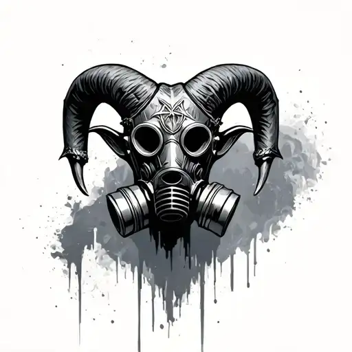 Baphomet Gas Mask Dark Classic Occult Posture Entire Figure