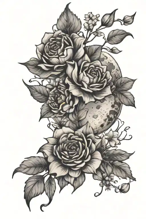 Moon And Flowers