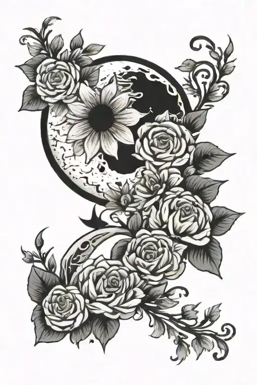 Moon And Flowers Forming