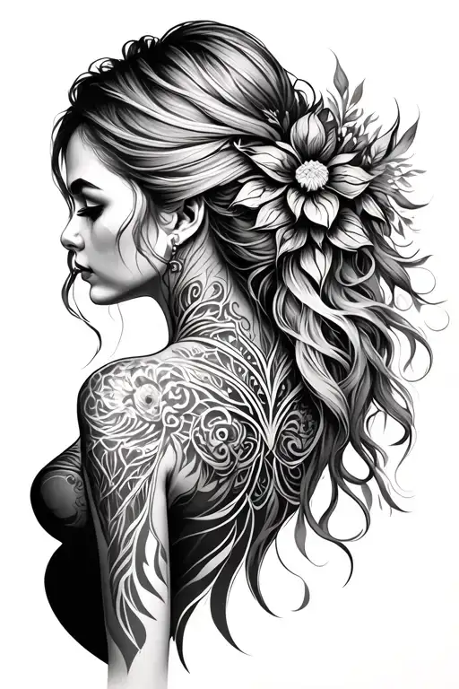 Create A Nordic Back Tattoo For A Woman To Get