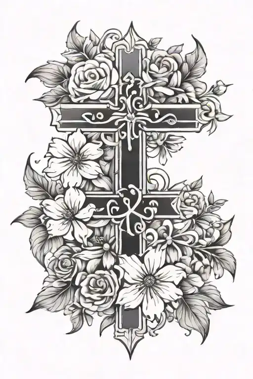 May Birth Flower Around Cross