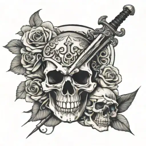 Skull And Roses And Sword And Snake