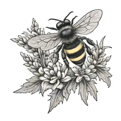 Bee And Lavender Sprigs