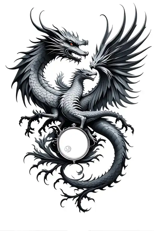 Dragon And Phoenix Symmetrical Mirror