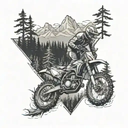 Forest And Mountains With Dirtbike Racing
