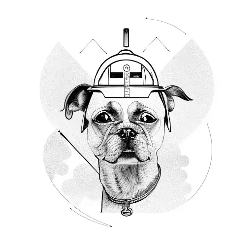 Construction Crane With A Dog Wearing A Hard Hat