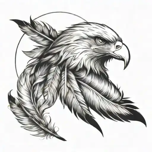 Eagle Feather With Moons