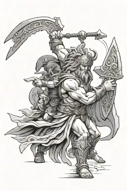 Greek And Norse Gods In Battle In The Style Of Smite The Game