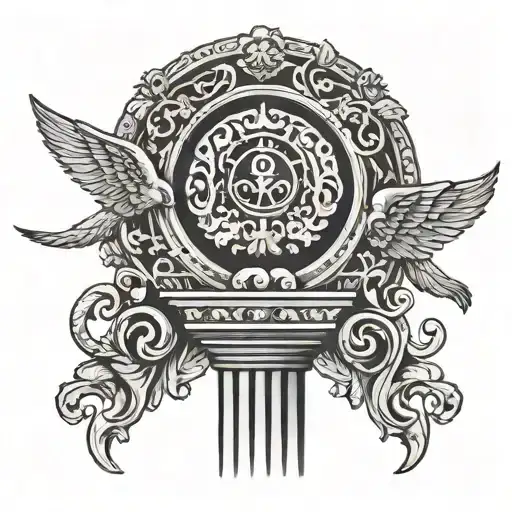 Omega Symbol On Top Of A Greek Column