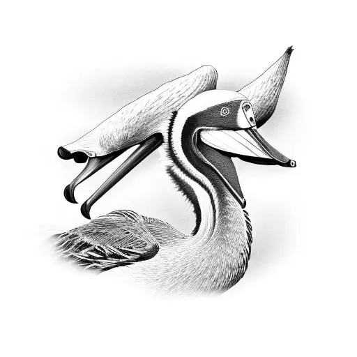 A Chinese Pelican In A Black-grey Style