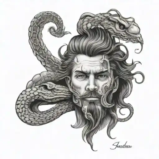 Mans First Holding Medusas Head By The Snake Hair