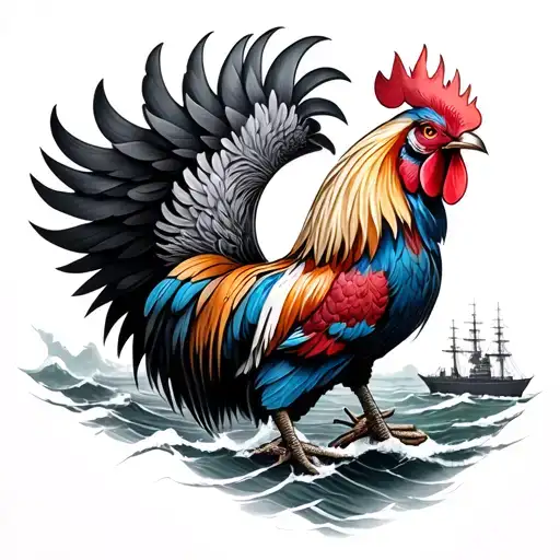 Rooster And Battleship Ying Yang
