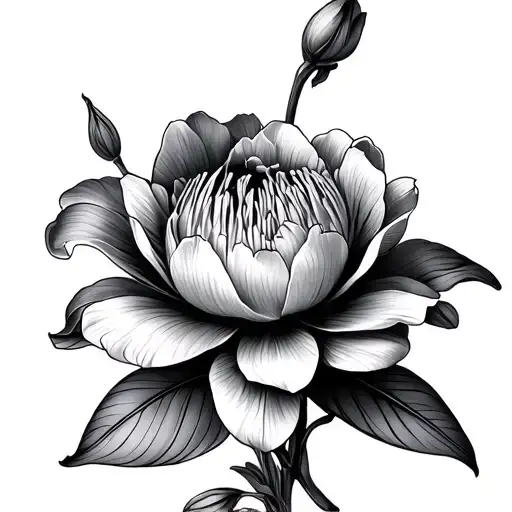 Tiger Lily Carnation Peony Flower Intertwined