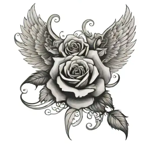 Black Roses With Wings Spread