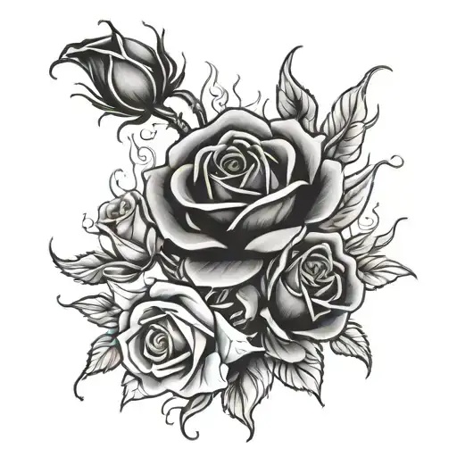 Black Roses With Flames