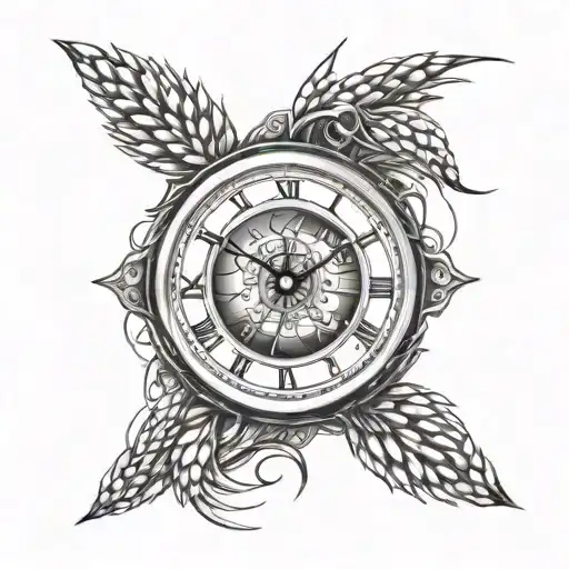 Wheat Blades With A Clock In The Middle