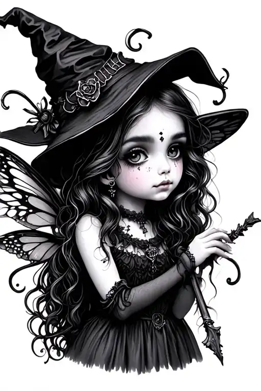 Cute Elegant Little Gothic Witch Fae Fairy