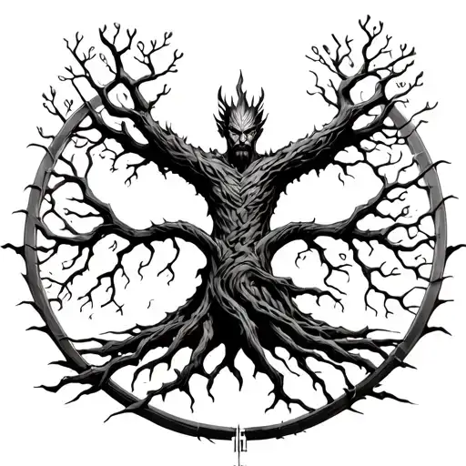Warrior And Power In The Middle Of The Tree Tree Of Life Triple