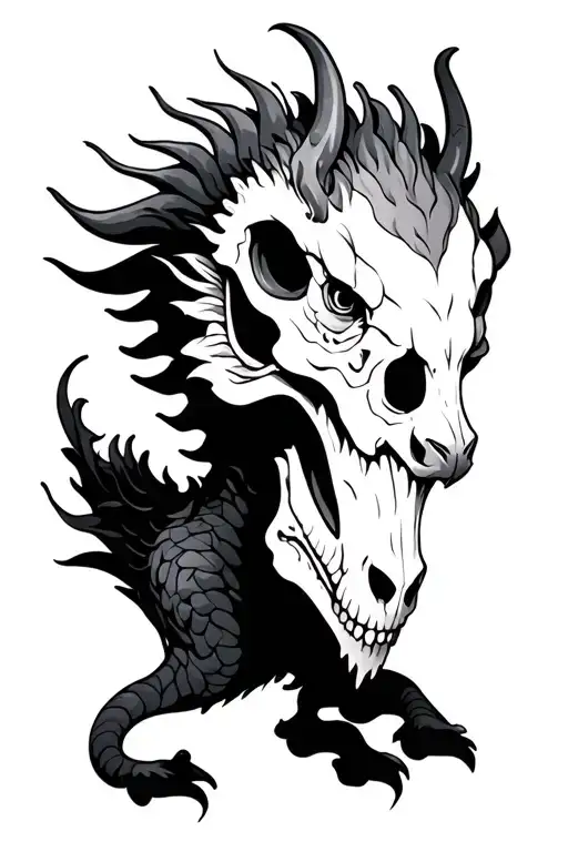 Chinese Zodiac Dragon And Sheep Skull