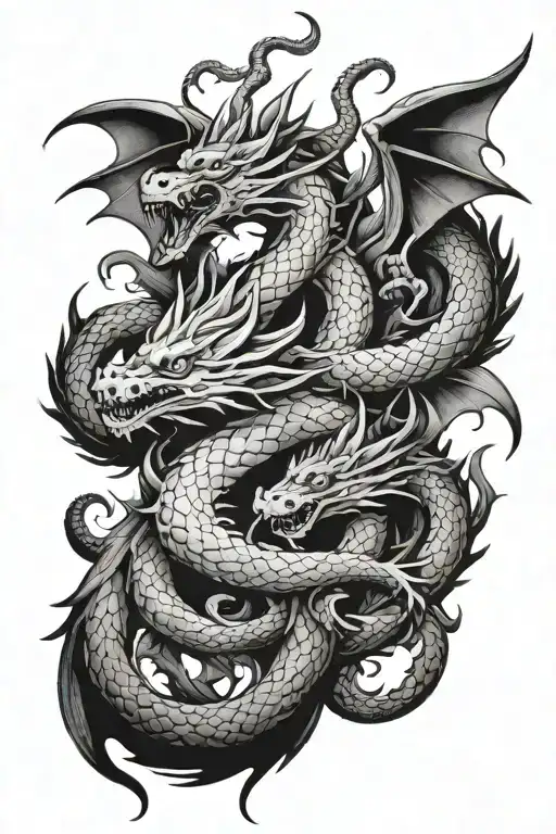 Multi Headed Dragon Above 3 Horsemen Symbol