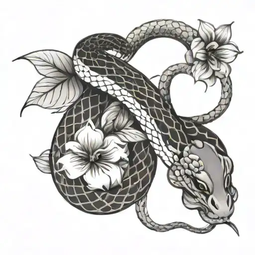 Snake And Flowers Growing