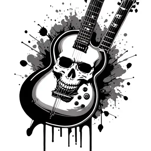 Guitar And Skull Surrounded