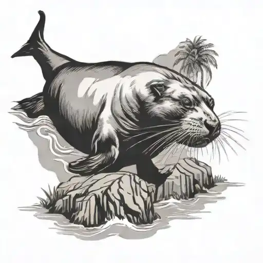 Sea Lion Over San Cristobal Island