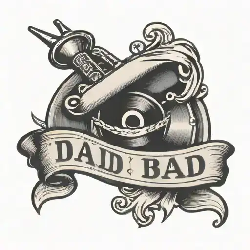 Traditional Black And Grey Record With Banner That Says Dad