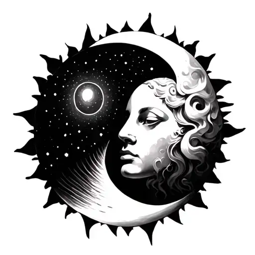 Sun And Moon Merging Together