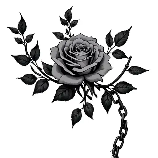 Thisck Broken Chain With Rose Vine