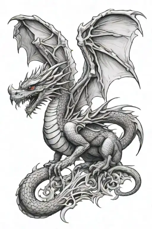 Dragon Perched With Open Wings