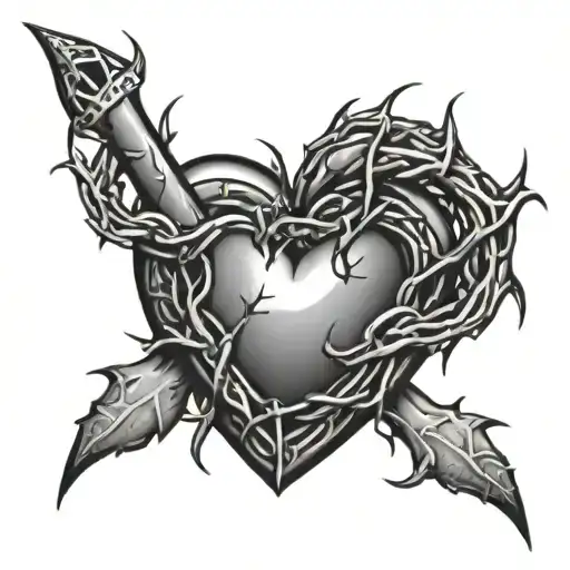 Heart With A Crown Of Thorns Around It