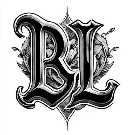 B And L Letters In 3D Gothic Font