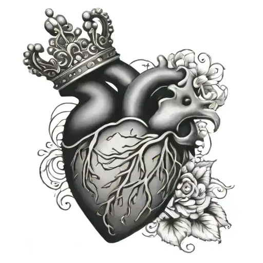Realistic Heart With Crown