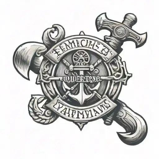 Navy Anchor With Fireman's Hatchet And Semper Paratum Written Below