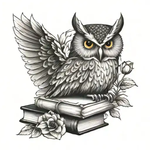 Owl With Books Growing As Flowers