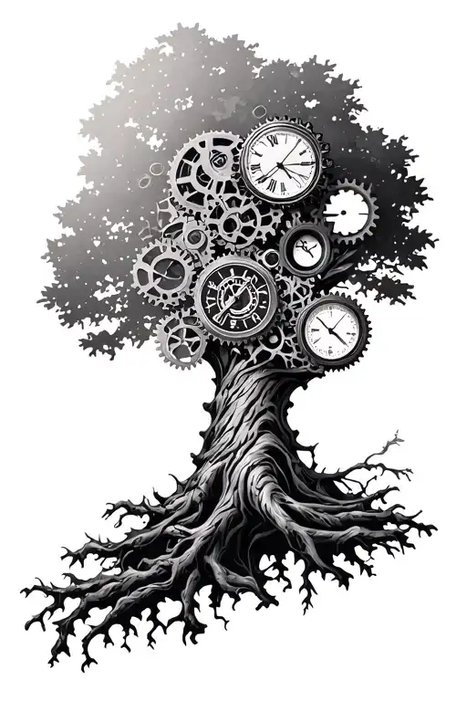 Watch With Cogs Forming A Tree