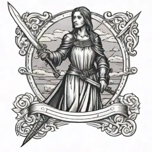Medieval Woman With Sword After Battle