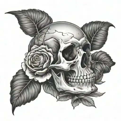 Skull And Carnation Flowers