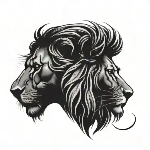 Black And Red Profile Lion Tattoo Design