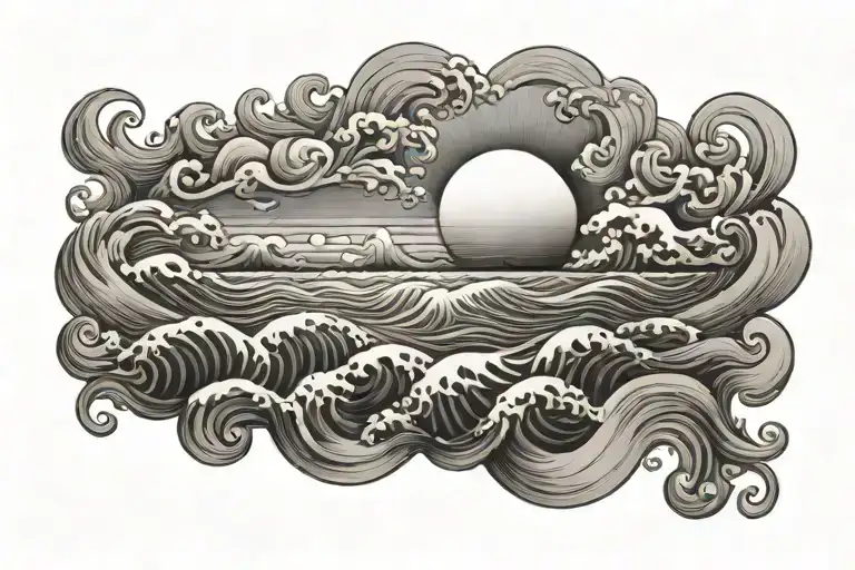 Rising Sun Over Calming Waves Forming