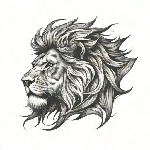 Profile Wild Lion Tattoo Design
