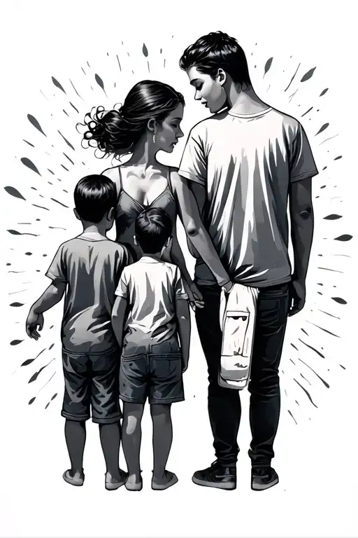 Light Shining On Couple And 4 Children