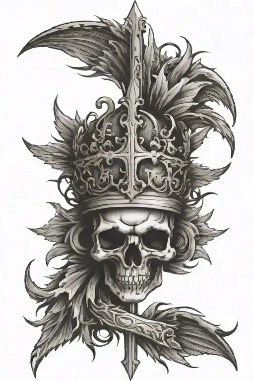 Holy Cross Wrapped Thorn Crown Angel Wings