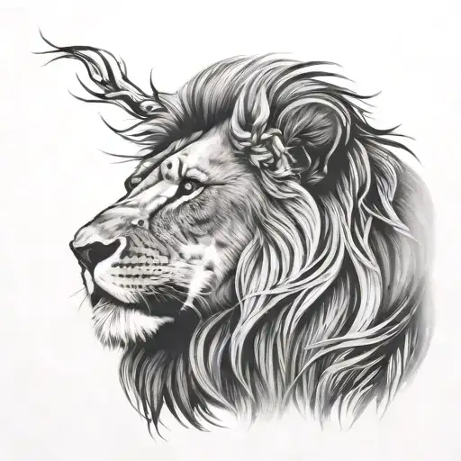 Nervous Lion Profile Tattoo Design