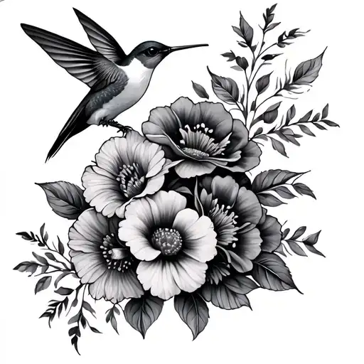 Wrap Around Flowers W Hummingbird