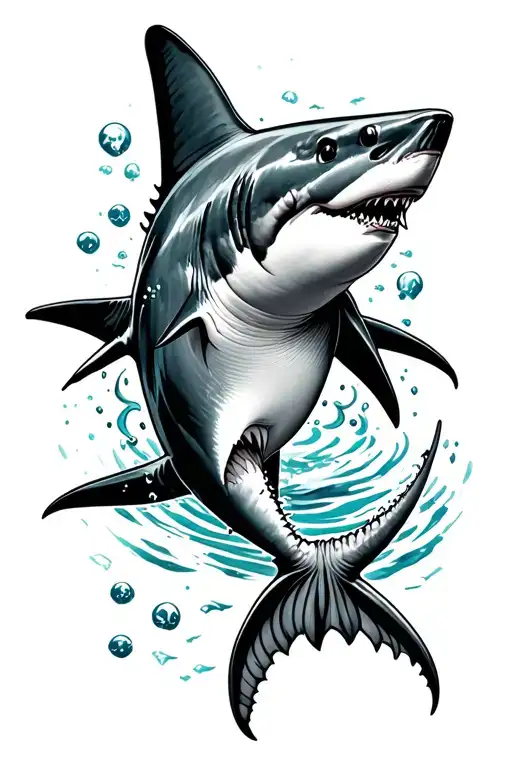 Diving Tattoo With Shark