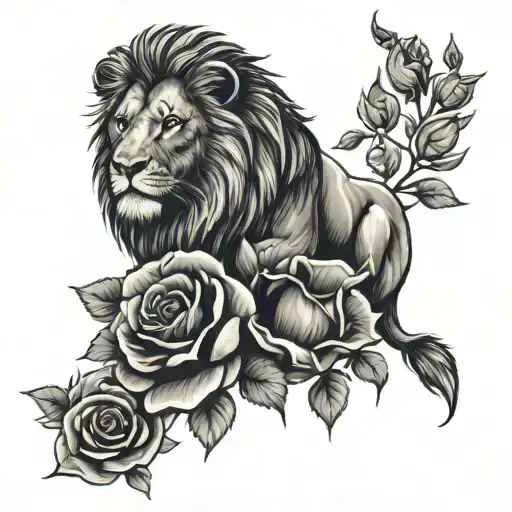 Lion And Rose